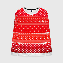 Свитшот мужской Праздничный красный свитер, цвет: 3D-белый