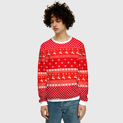 Свитшот мужской Праздничный красный свитер, цвет: 3D-белый — фото 2