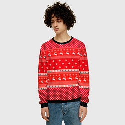Свитшот мужской Праздничный красный свитер, цвет: 3D-черный — фото 2