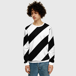 Свитшот мужской Черно-белые полосы, цвет: 3D-белый — фото 2