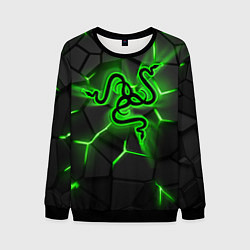 Свитшот мужской Razer neon logo, цвет: 3D-черный
