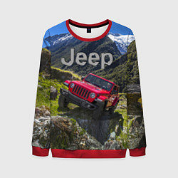 Свитшот мужской Chrysler Jeep Wrangler Rubicon - горы, цвет: 3D-красный