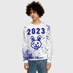 Свитшот мужской 2023 Кролик в стиле граффити на светлом, цвет: 3D-белый — фото 2