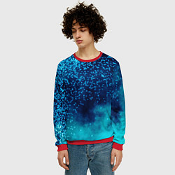 Свитшот мужской Градиент голубой и синий текстурный с блестками, цвет: 3D-красный — фото 2