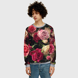 Свитшот мужской Нежные кустовые розы, цвет: 3D-меланж — фото 2