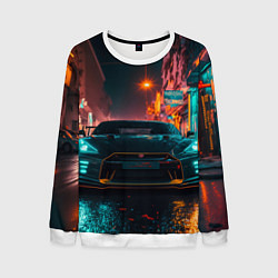Свитшот мужской GTR в ночном городе, цвет: 3D-белый