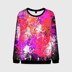 Мужской свитшот Разбрызганная красная краска - темный фон