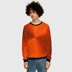 Свитшот мужской Оранжевый волнообразный дисковый узор, цвет: 3D-черный — фото 2