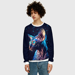 Свитшот мужской Кот сфинкс и искорки, цвет: 3D-белый — фото 2