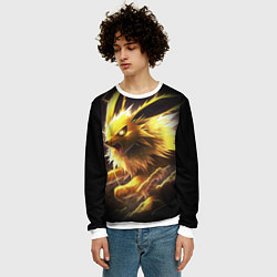 Свитшот мужской Покемон Джолтеон и молния, цвет: 3D-белый — фото 2