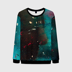 Мужской свитшот Абстрактные тьма, светло-синий туман и мазки красо