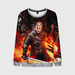 Свитшот мужской The Witcher Геральт в огне, цвет: 3D-меланж