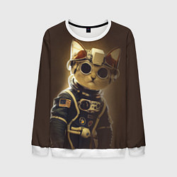 Свитшот мужской Кот-киберпанк, цвет: 3D-белый