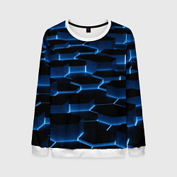 Свитшот мужской Разлом неоновой плитки, цвет: 3D-белый