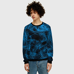 Свитшот мужской Синий дым текстура, цвет: 3D-черный — фото 2