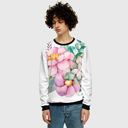 Свитшот мужской Пастельные цветы - посередине, цвет: 3D-черный — фото 2