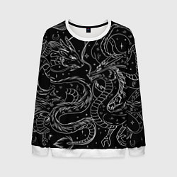 Мужской свитшот Дракон - унесенные призраками: тату на черном