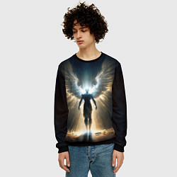 Свитшот мужской Парящий мужчина ангел, цвет: 3D-черный — фото 2