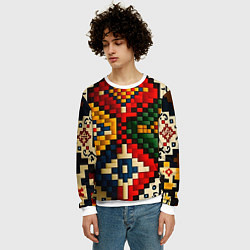 Свитшот мужской Русский узор крестиком, цвет: 3D-белый — фото 2