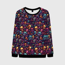 Свитшот мужской Россыпь мелких разноцветных черепков, цвет: 3D-черный