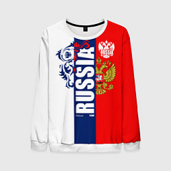 Свитшот мужской Russia national team: white blue red, цвет: 3D-белый