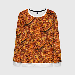 Свитшот мужской Сочная текстура из кусков пиццы, цвет: 3D-белый