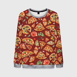 Мужской свитшот Кусочки пиццы ассорти - акварельный паттерн