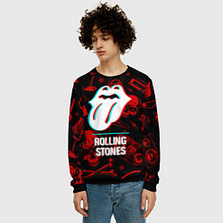 Свитшот мужской Rolling Stones rock glitch, цвет: 3D-черный — фото 2