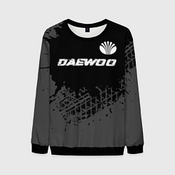 Свитшот мужской Daewoo speed на темном фоне со следами шин: символ, цвет: 3D-черный