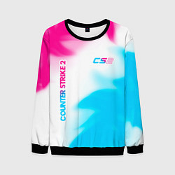 Свитшот мужской Counter Strike 2 neon gradient style: надпись, сим, цвет: 3D-черный