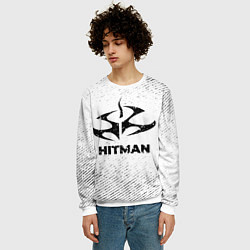 Свитшот мужской Hitman с потертостями на светлом фоне, цвет: 3D-белый — фото 2