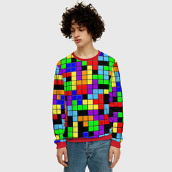 Свитшот мужской Тетрис цветные блоки, цвет: 3D-красный — фото 2