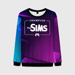 Свитшот мужской The Sims gaming champion: рамка с лого и джойстико, цвет: 3D-черный