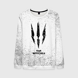 Свитшот мужской The Witcher с потертостями на светлом фоне, цвет: 3D-белый