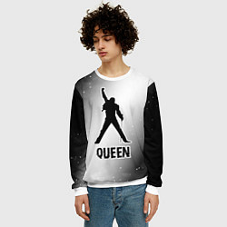Свитшот мужской Queen glitch на светлом фоне, цвет: 3D-белый — фото 2