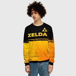 Свитшот мужской Zelda - gold gradient: символ сверху, цвет: 3D-черный — фото 2