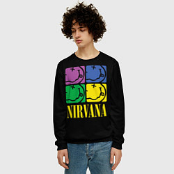 Свитшот мужской NIRVANA - смайлы, цвет: 3D-черный — фото 2