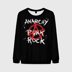 Свитшот мужской Анархия - панк рок, цвет: 3D-черный