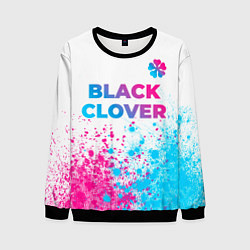 Свитшот мужской Black Clover neon gradient style: символ сверху, цвет: 3D-черный