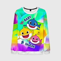 Свитшот мужской Baby Shark Brooklyn and friends, цвет: 3D-белый