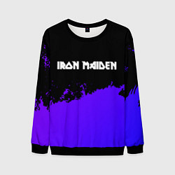 Свитшот мужской Iron Maiden purple grunge, цвет: 3D-черный