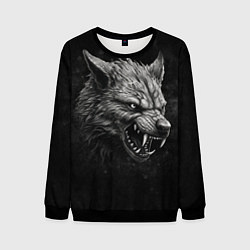 Свитшот мужской Волк - grunge style, цвет: 3D-черный