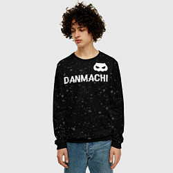 Свитшот мужской DanMachi glitch на темном фоне: символ сверху, цвет: 3D-черный — фото 2