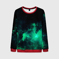 Свитшот мужской Зелёная галактика Midjourney, цвет: 3D-красный
