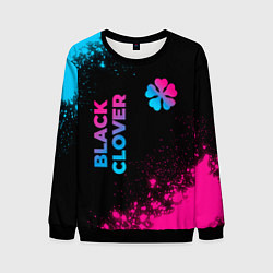 Свитшот мужской Black Clover - neon gradient: надпись, символ, цвет: 3D-черный