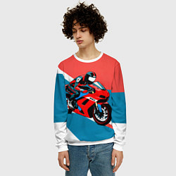 Свитшот мужской Нарисованный мотоциклист, цвет: 3D-белый — фото 2