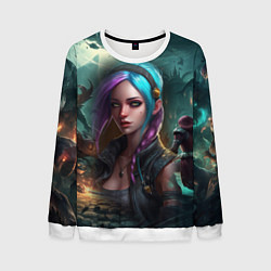 Свитшот мужской Jinx art Arcane League of Legends, цвет: 3D-белый