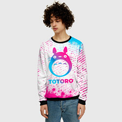 Свитшот мужской Totoro neon gradient style, цвет: 3D-черный — фото 2