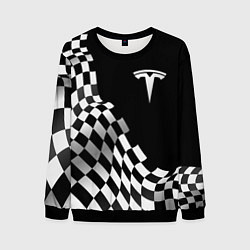 Свитшот мужской Tesla racing flag, цвет: 3D-черный