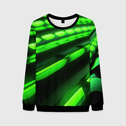 Свитшот мужской Green neon abstract, цвет: 3D-черный